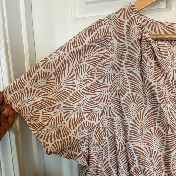 Anthropologie The Somerset Maxi Dress Print Smocked Brown Ivory Sand 2X - Picture 11 of 13